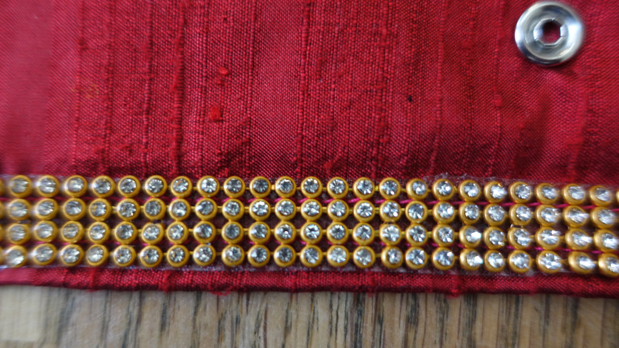 Red Raw Silk Envelope With Diamante Detail