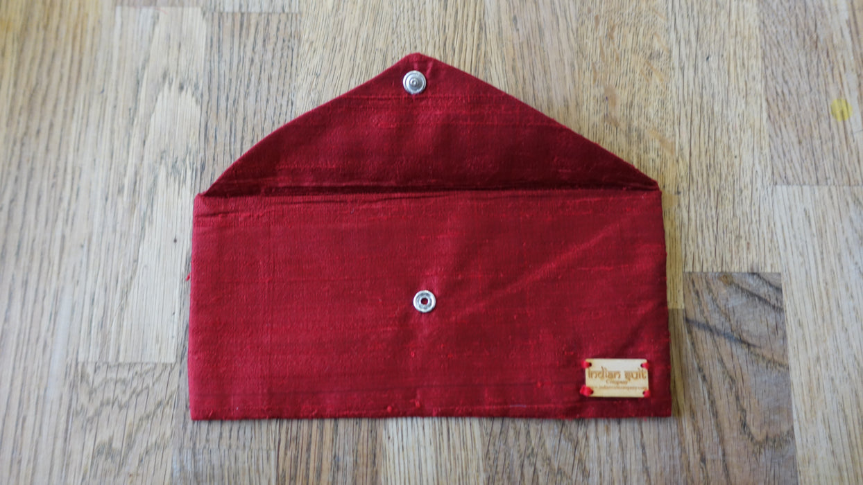 Dark Red Raw Silk Gift Envelope