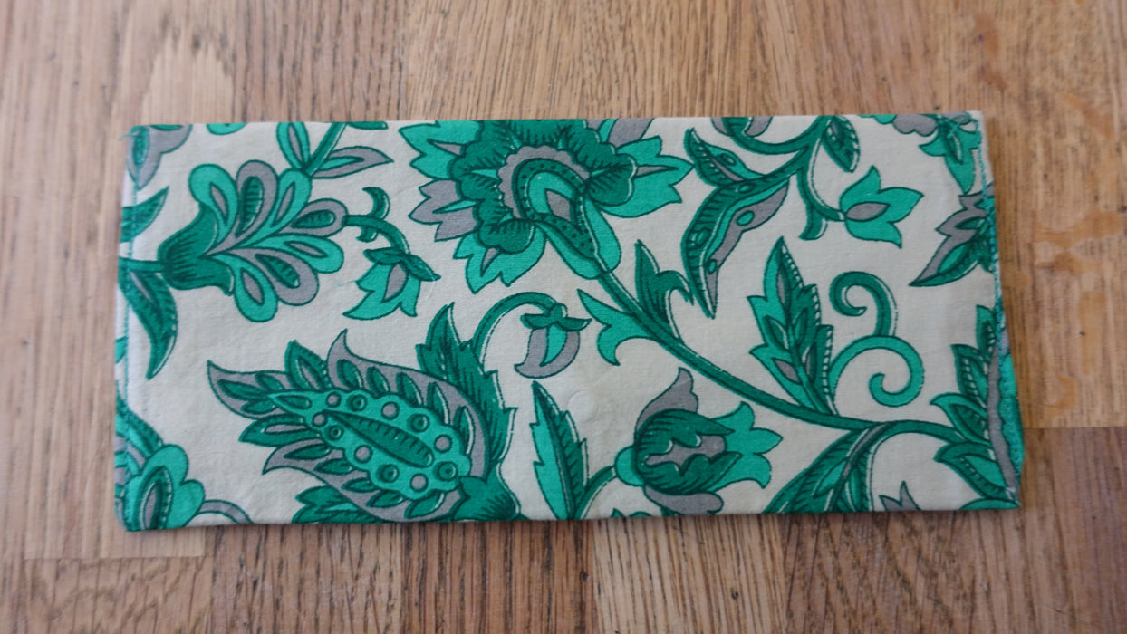 Green And Cream Printed Cotton Gift Envelope