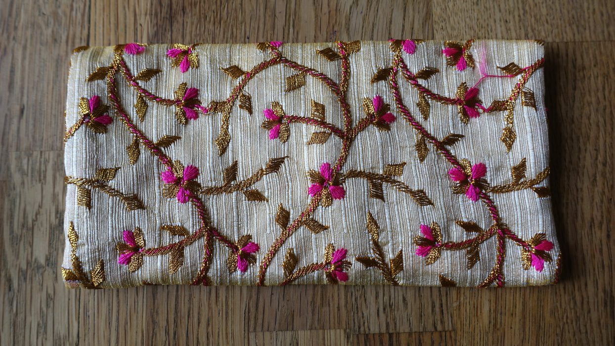 Cream Pink Gold Floral Envelope