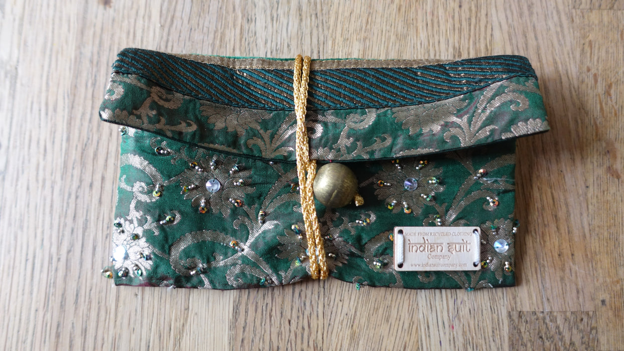 Green Brocade 2 Tone Envelope