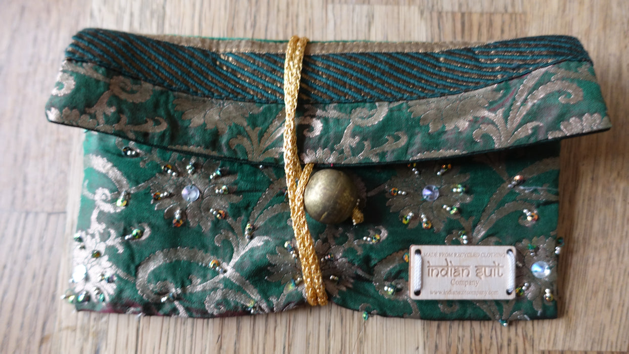 Green Brocade 2 Tone Envelope