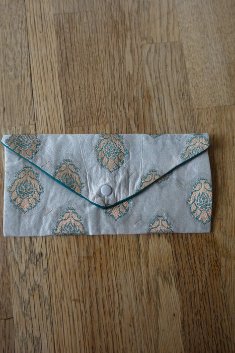 Cream And Teal Silk Gift Envelope