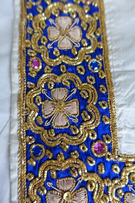 White And Blue Silk Tablecloth In Blue