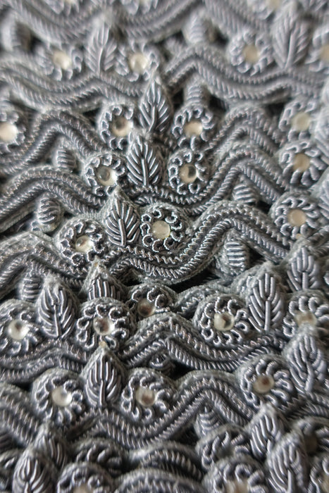 Grey Zardosi Embellished Handmade Trim