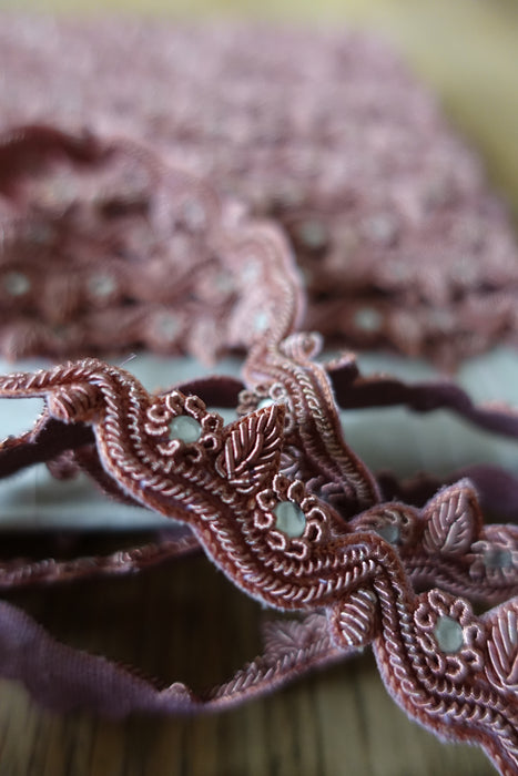 Salmon Zardosi Embellished Handmade Trim