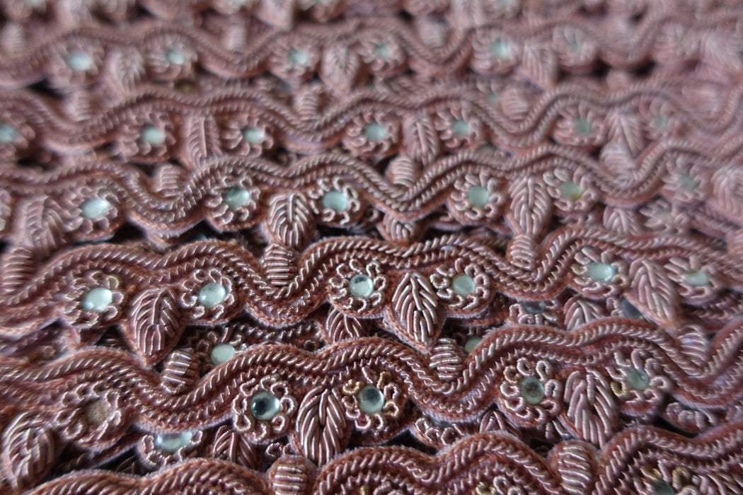 Salmon Zardosi Embellished Handmade Trim