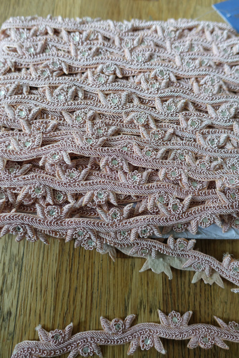 Pink Zardosi Embellished Handmade Trim