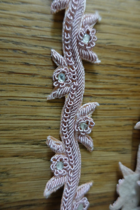 Pink Zardosi Embellished Handmade Trim