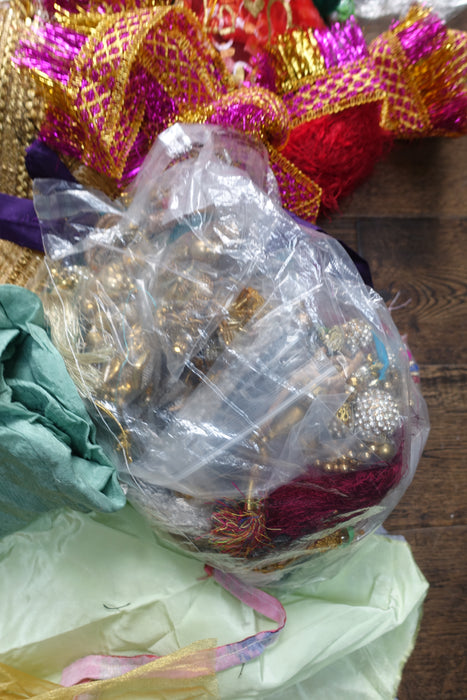 Massive 10kg bundle of mixed fabrics beads braids