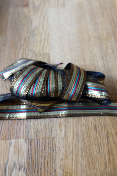 Gold Brown And Blue Metallic Thread  Braid Ribbon - 9.2 Metres