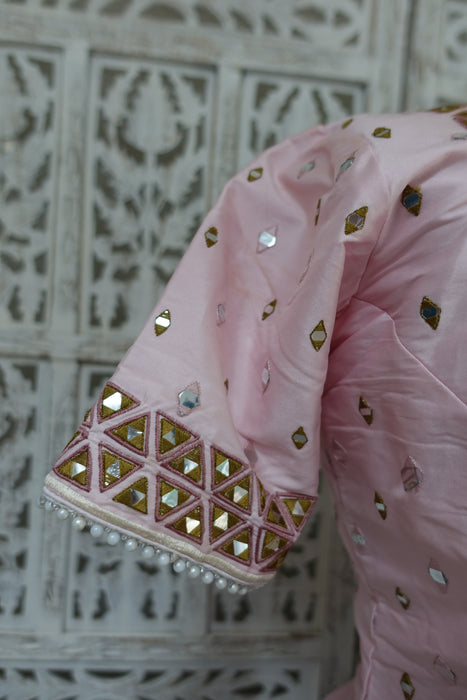 Pink Mirrored Lengha - UK 12 / EU 38 - Preloved