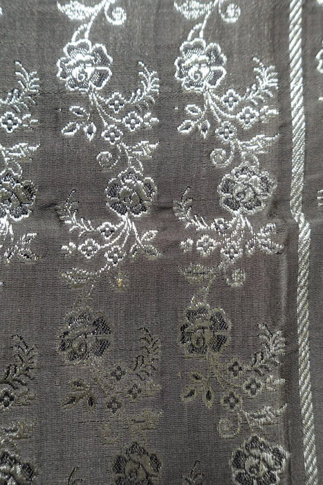 Taupe Sateen Silk Vintage Sari - Preloved