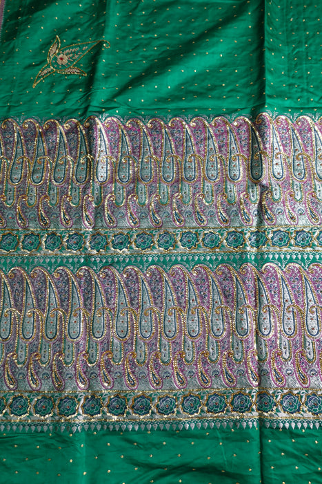 Jade Green Tanchoi Silk Vintage Sari - Preloved