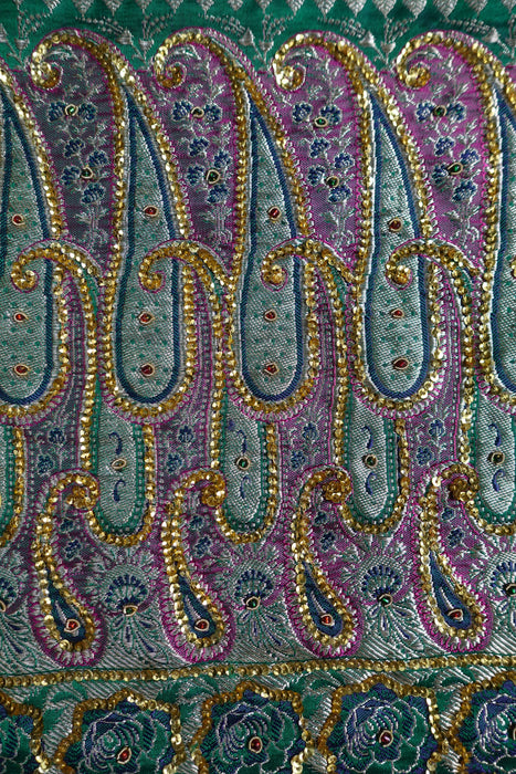 Jade Green Tanchoi Silk Vintage Sari - Preloved