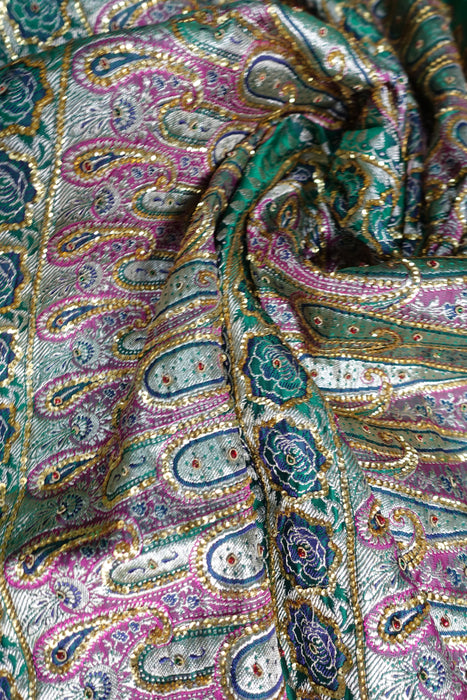 Jade Green Tanchoi Silk Vintage Sari - Preloved