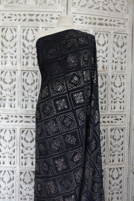 Black Silk Mukesh Sari - New