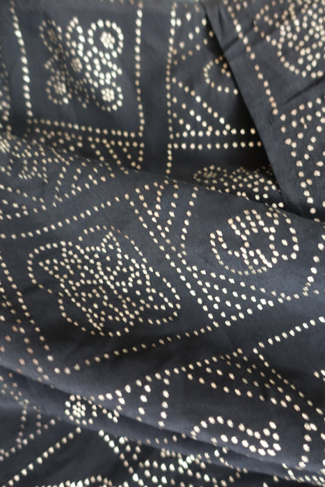 Black Silk Mukesh Sari - New