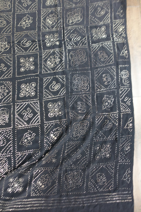 Black Silk Mukesh Sari - New