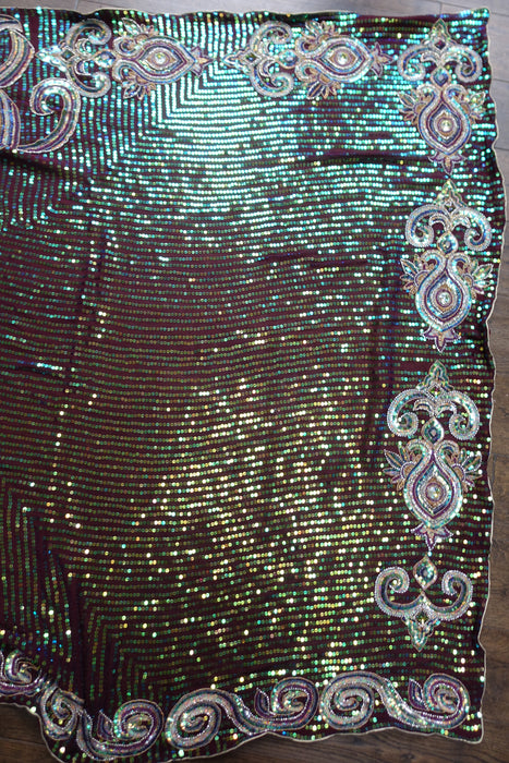 Plum Sequinned Heavy Sari - New