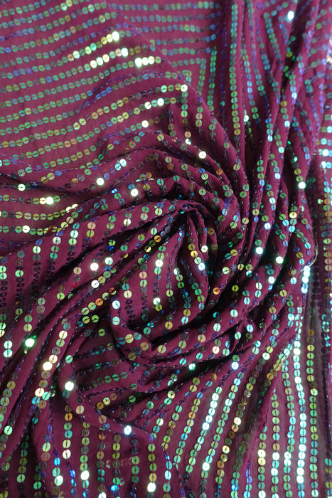 Plum Sequinned Heavy Sari - New