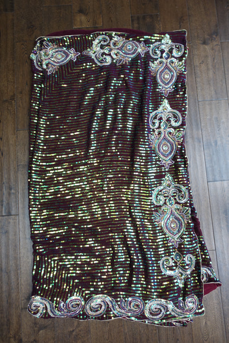 Plum Sequinned Heavy Sari - New