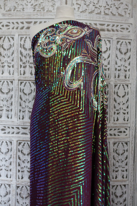 Plum Sequinned Heavy Sari - New