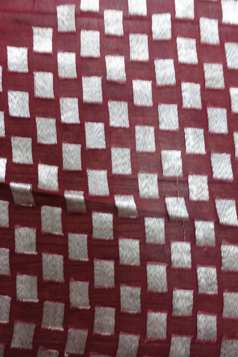 Rust And Orange Silk Chiffon Silver Sari - Preloved