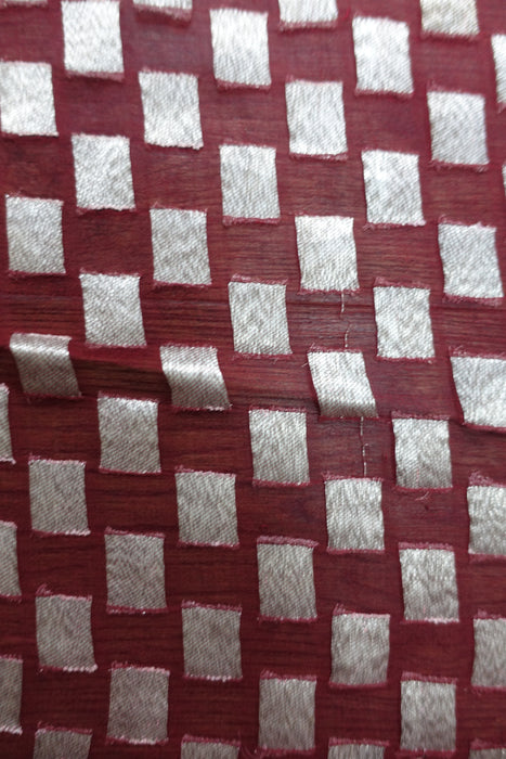 Rust And Orange Silk Chiffon Silver Sari - Preloved