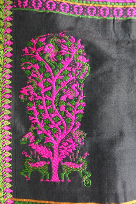 Black Silk Sari With Blouse To Fit 36 Bust - Preloved