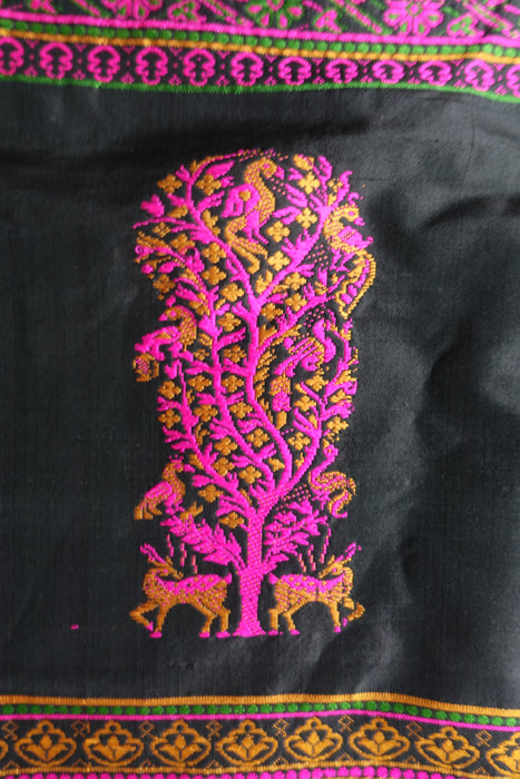 Black Silk Sari With Blouse To Fit 36 Bust - Preloved