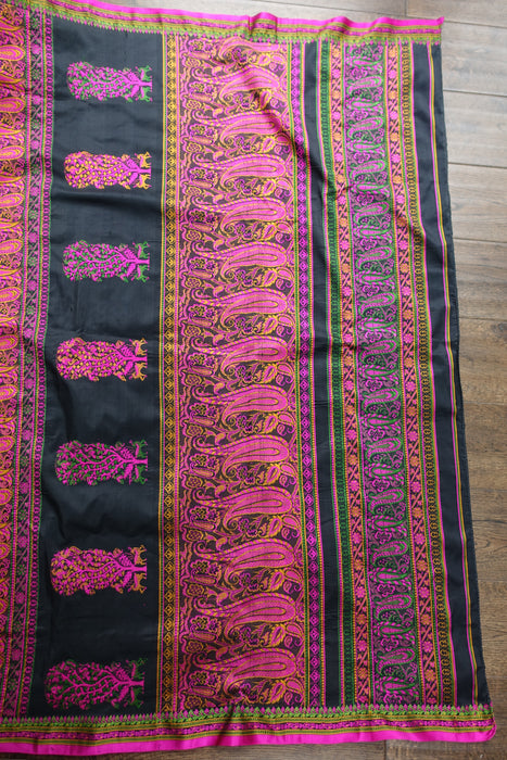 Black Silk Sari With Blouse To Fit 36 Bust - Preloved