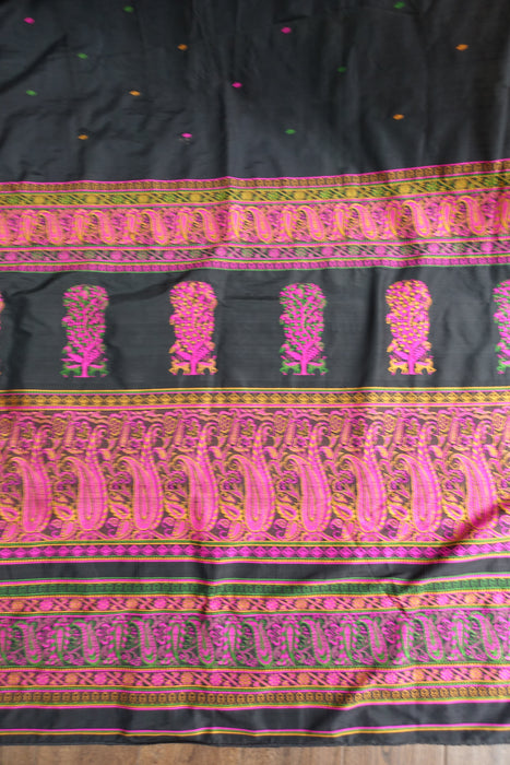Black Silk Sari With Blouse To Fit 36 Bust - Preloved