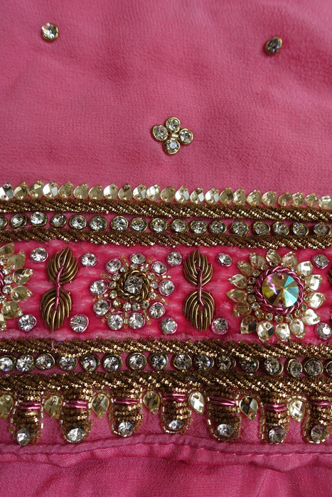 Pink Silk Chiffon Diamante Dupatta - Preloved