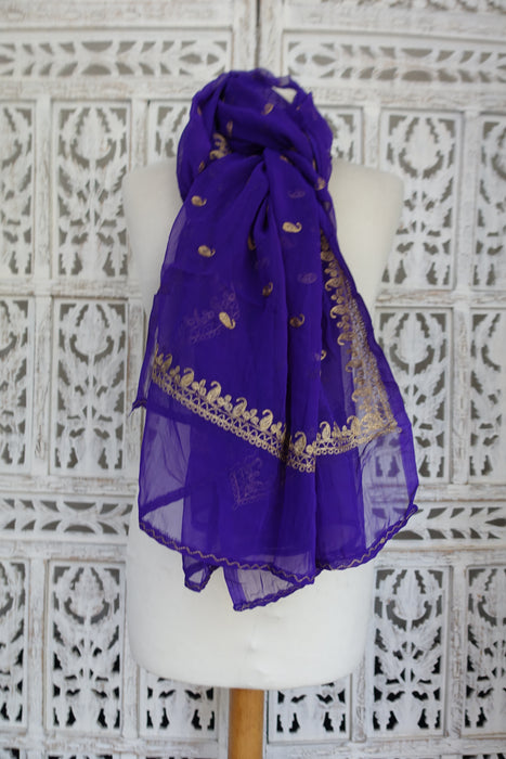 Purple Embroidered Vintage Dupatta - New