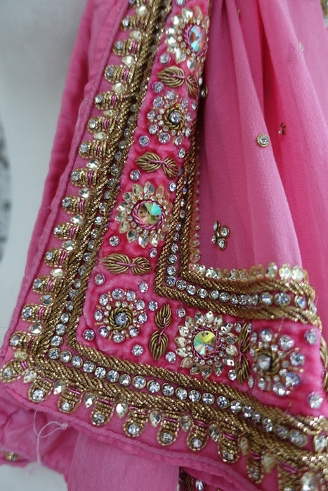 Pink Heavy Embellished Dupatta - Preloved