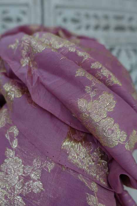 Soft Pink And Gold Zari Vintage Dupatta - New