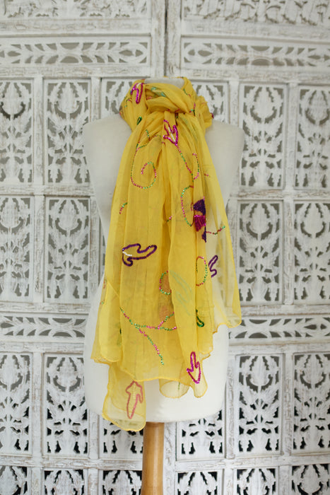 Bright Yellow Vintage Dupatta - New