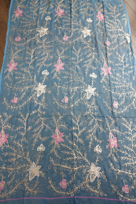 Denim Blue Vintage Embellished Dupatta - New