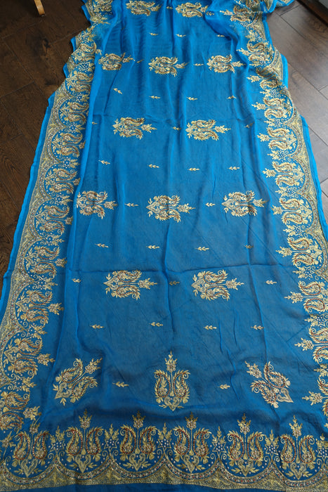 Peacock Blue Vintage Dupatta - New