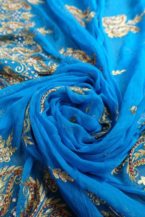 Peacock Blue Vintage Dupatta - New