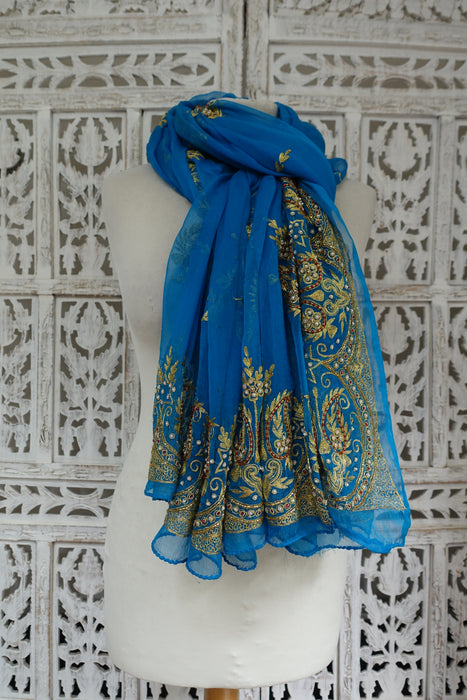 Peacock Blue Vintage Dupatta - New