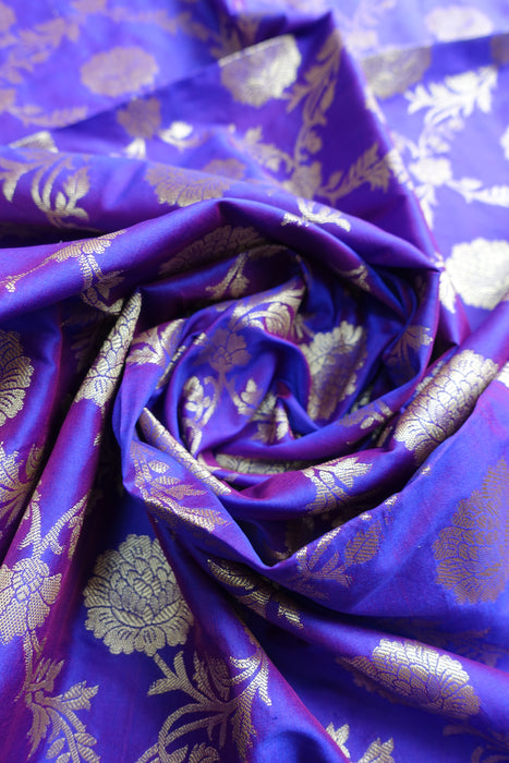 2 Tone Purple Banarsi Silk Blend Shawl - New