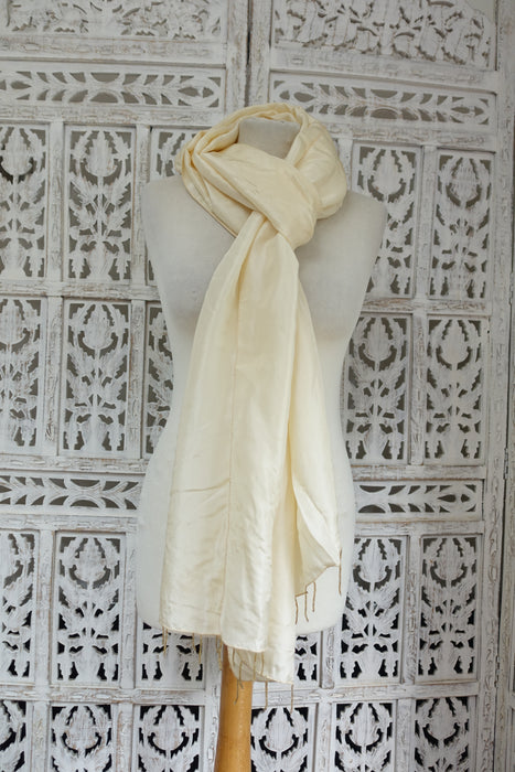 Cream Pure Silk Dupatta - Preloved