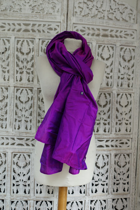 Purple Silk Vintage Dupatta - New