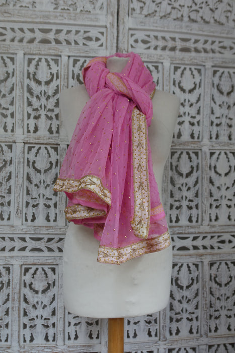 Pink Vintage Silk Chiffon Dupatta - Preloved