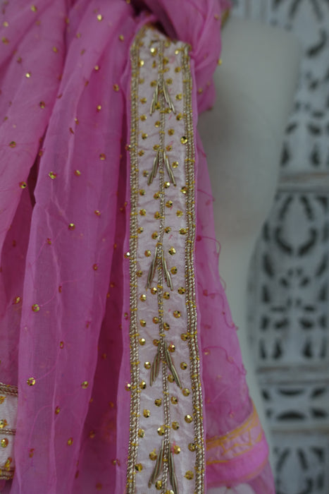 Pink Vintage Silk Chiffon Dupatta - Preloved