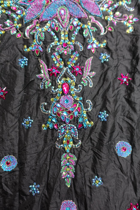 Black Silk Embellished Dupatta - New