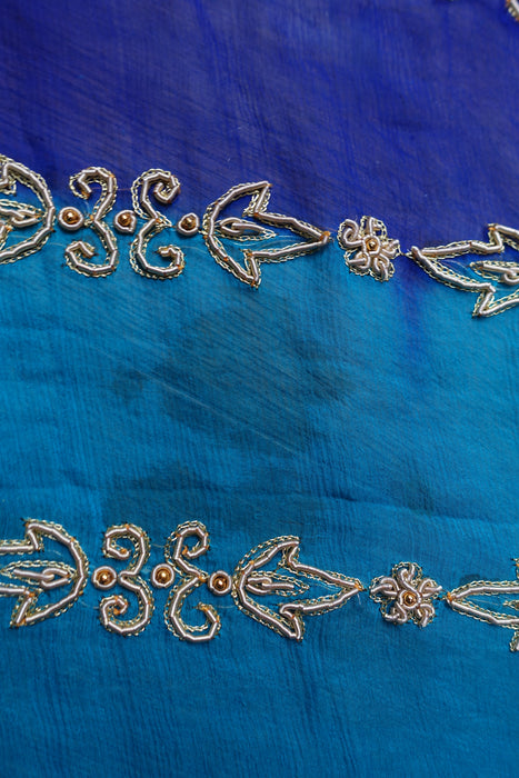 Aqua And Royal Blue Zardosi Dupatta - Preloved