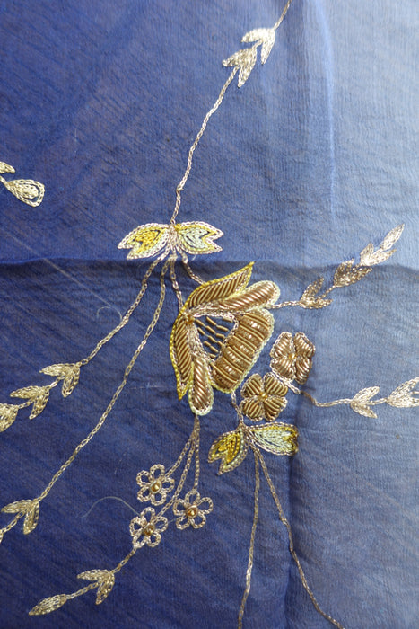 Blue And Yellow Vintage Dupatta - New